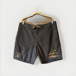 Howler Bros Croatan Board Shorts Swim Trunks Men's 36 Gray Blue Embroidered